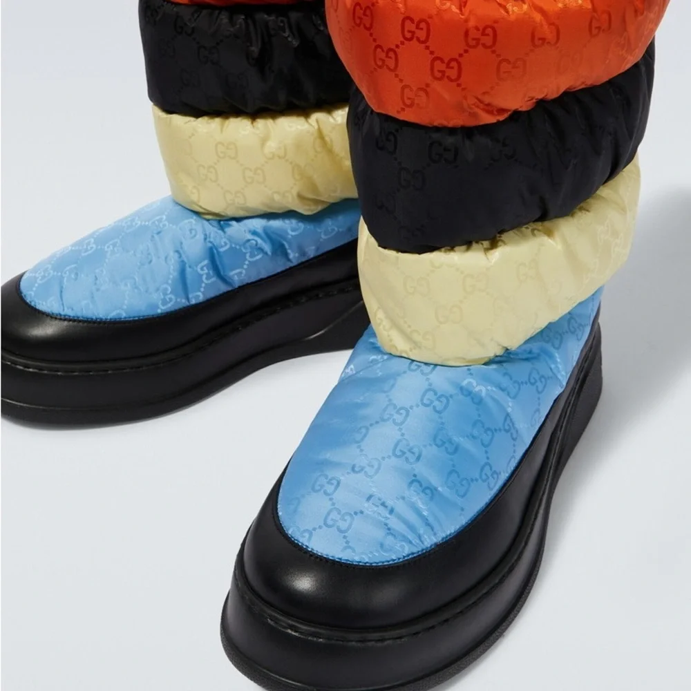 Authentic GUCCI multicolor quilted waterproof winter snow boots